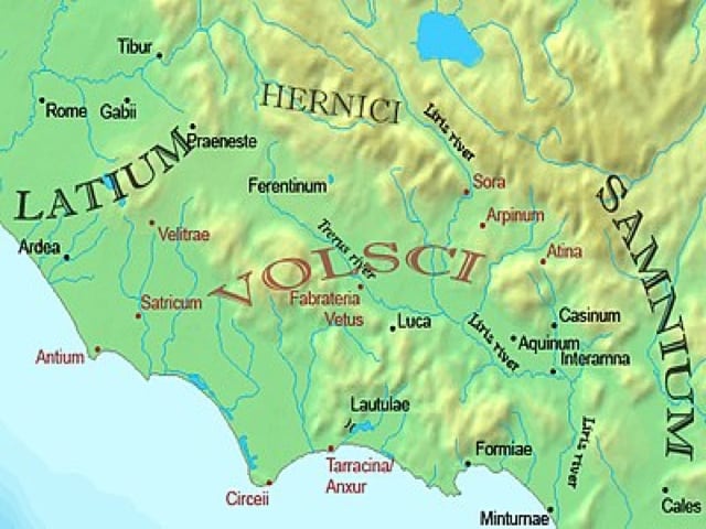 L'occupazione dei Volsci, popolazione dell'antica Italia di stirpe osco-umbra che si era stanziata dal VI secolo a.C, nel Lazio-3